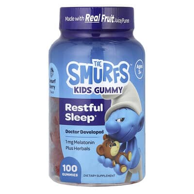 Детские мармеладные витамины, Restful Sleep, 3+, Smurf Berry, 100 штук