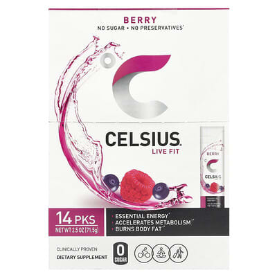 Celsius Live Fit, ягоды, 14 порционных пакетиков, 0.18 oz (5.11 g) каждый