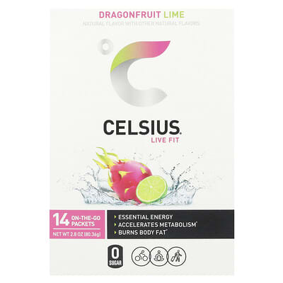 Celsius Live Fit, Dragonfruit Lime, 14 пакетиков, 5.74 g каждый