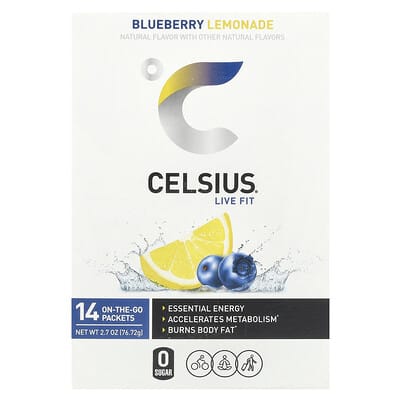 Celsius Live Fit, Blueberry Lemonade, 14 пакетиков, 0.19 oz (5.48 g) каждый