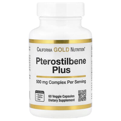 California Gold Nutrition Pterostilbene Plus с порошком дикой черники, 60 вегетарианских капсул
