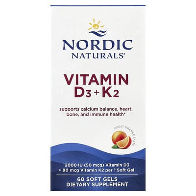 Vitamin D3 + K2, Great Orange, 60 мягких капсул
