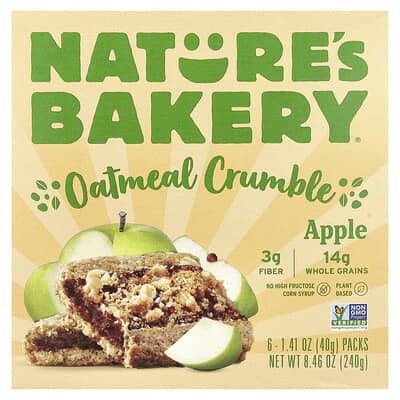 Nature's Bakery Яблочный крамбл, 6 упаковок, 1.41 oz (40 g) каждая