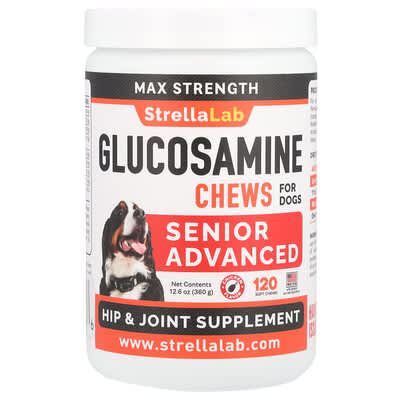 StrellaLab Желе для собак с глюкозамином, Max Strength, Chicken, 120 шт., 12.6 oz (360 g)