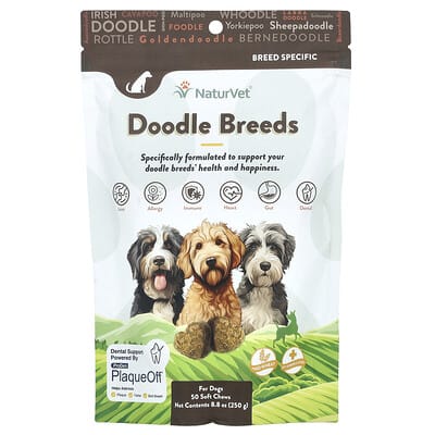 NaturVet Doodle Breeds лакомство для собак, копченый бекон, 50 мягких кусочков, 8.8 oz (250 g)