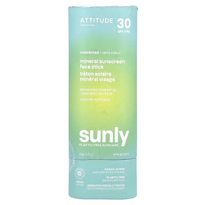 Sunly, Mineral Sunscreen Face Stick, SPF 30, Unscented, 0.7 oz (20 g)