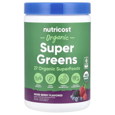 Органический суперфуд Nutricost Super Greens, Mixed Berry, 11.8 oz (330 g)
