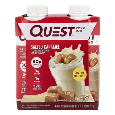 Protein Shake, Salted Caramel, 4 Shakes, 11 fl oz (325 ml) Each