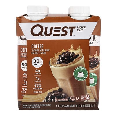Protein Shake, Coffee, 4 Shakes, 11 fl oz (325 ml) Each