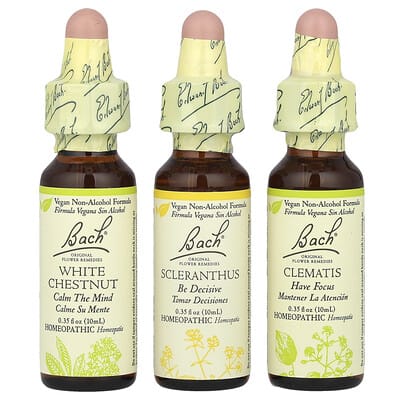 Набор Original Flower Remedies, Focus Kit, Clarity of Mind, 3 Droppers, 0.35 fl oz (10 ml) Each