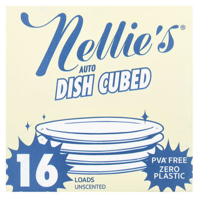 Таблетки для мытья посуды Nellie's Auto Dish Cubed, Unscented, 16 шт.