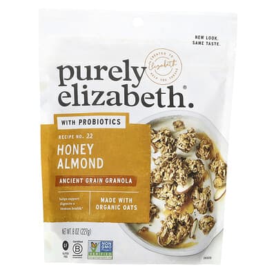 Purely Elizabeth гранола из древних злаков с пробиотиками, медовый миндаль, 8 oz (227 g)