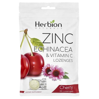 Zinc Echinacea & Vitamin C Lozenges, Cherry, 25 Lozenges