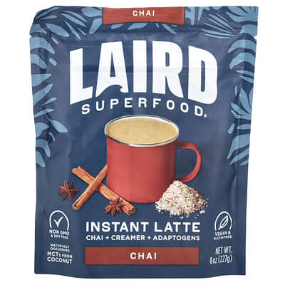 Laird Superfood растворимый латте Chai + Creamer + Adaptogens, 8 oz (227 g)