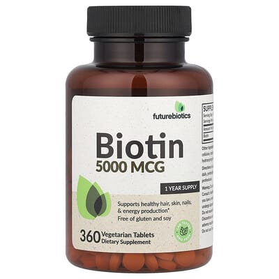 Биотин, 5,000 mcg, 360 вегетарианских таблеток