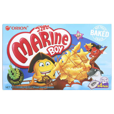 Marine Boy, Wheat Based Snacks, Seaweed, 4 Packs, 1.41 oz (40 g) Each