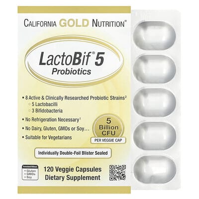 LactoBif® 5 Probiotics, 5 Billion CFU, 120 вегетарианских капсул