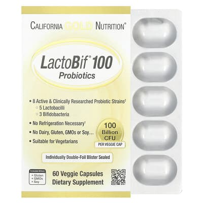Пробиотики LactoBif® 100, 100 Billion CFU, 60 вегетарианских капсул