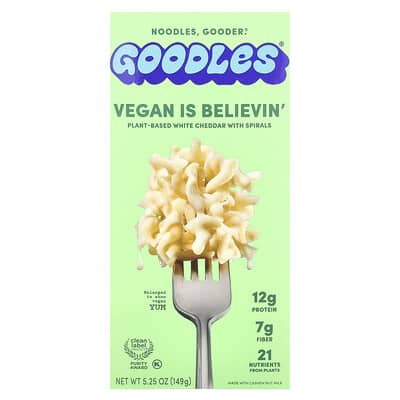 Vegan Is Believin', Plant-Based White Cheddar With Spirals, 5.25 oz (149 g)