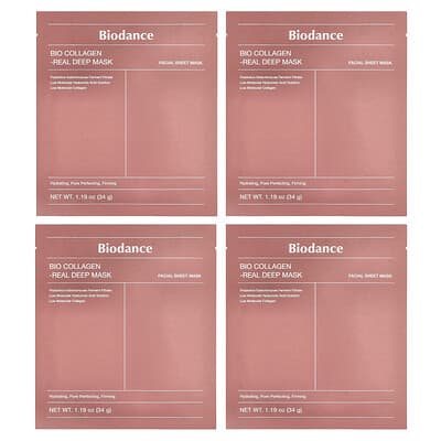 Маска Bio Collagen Real Deep Beauty, 4 тканевые маски, по 1.19 oz (34 g) каждая