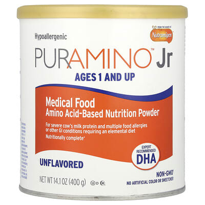 PurAmino™ Jr лечебное питание, порошок на основе аминокислот для детей от 1 года, без вкуса, 14.1 oz (400 g)