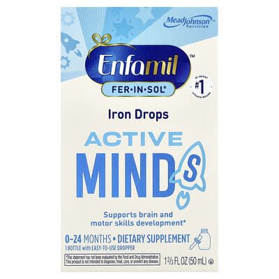 Fer-In-Sol®, Железные капли, Active Minds, 0-24 месяца, 1 2/3 fl oz (50 ml)
