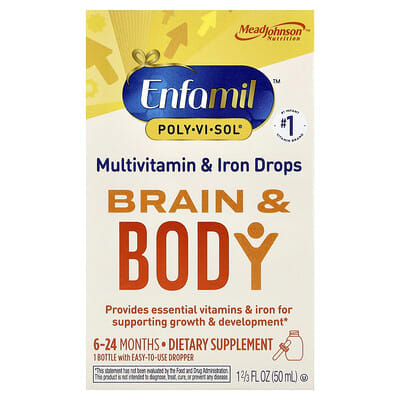 Poly·Vi·Sol® , Brain & Body, мультивитамины и железо в каплях, 6-24 месяца, 1 2/3 fl oz (50 ml)