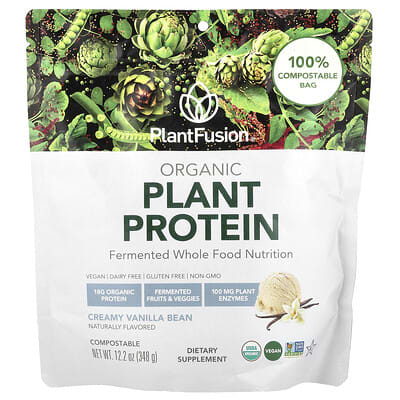 PlantFusion Органический растительный протеин, Creamy Vanilla Bean, 12.2 oz (348 g)