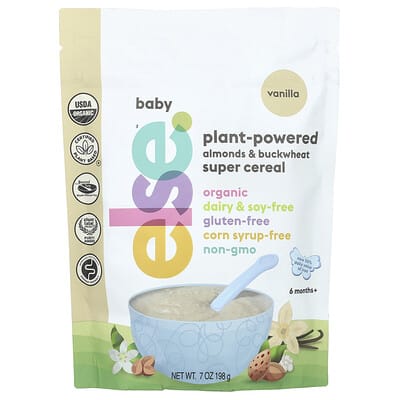 Baby Organic, Plant-Powered Almonds & Buckwheat Super Cereal, 6 Months+, Vanilla, 7 oz (198 g)