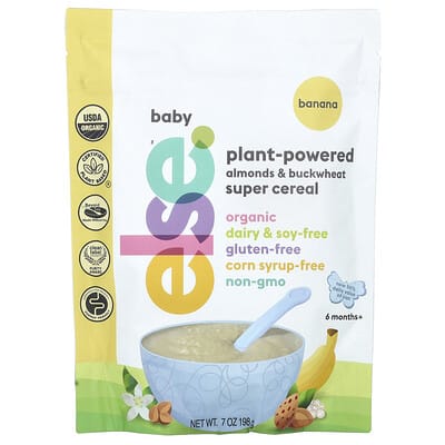 Baby Organic, Plant-Powered Almonds & Buckwheat Super Cereal, 6 Months+, Banana, 7 oz (198 g)