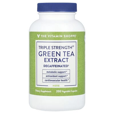 Экстракт зеленого чая, Triple Strength, без кофеина, 200 растительных капсул (750 mg на капсулу)