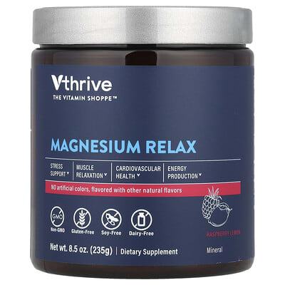 Vthrive Magnesium Relax, Raspberry Lemon, 8.5 oz (235 g)