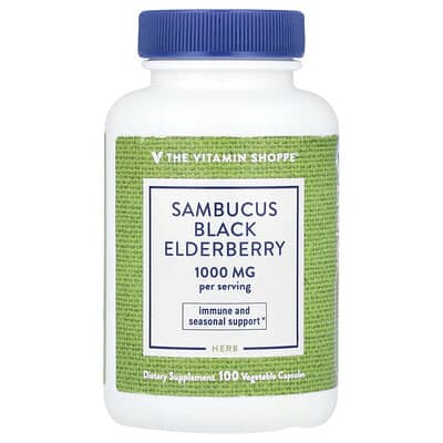 Sambucus Black Elderberry, 100 растительных капсул (500 mg per Capsule)
