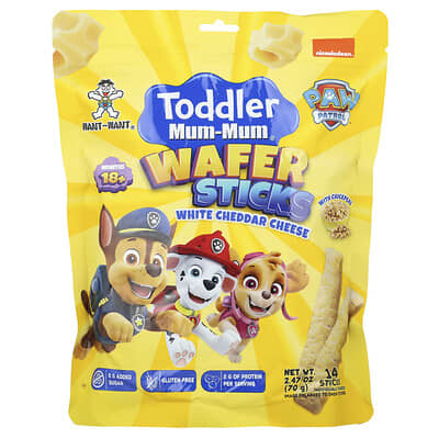 Toddler Mum-Mum®, Wafer Sticks, Paw Patrol™, 18+ Months, White Cheddar Cheese, 14 Sticks, 2.47 oz (70 g)