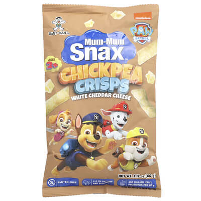 Mum-Mum Snax™, Chickpea Crisps, Paw Patrol™,  Ages 2+, White Cheddar Cheese, 2.12 oz (60 g)