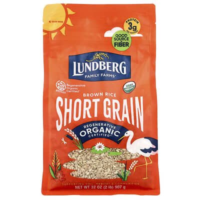Lundberg Органический короткозернистый коричневый рис, 32 oz (907 g)