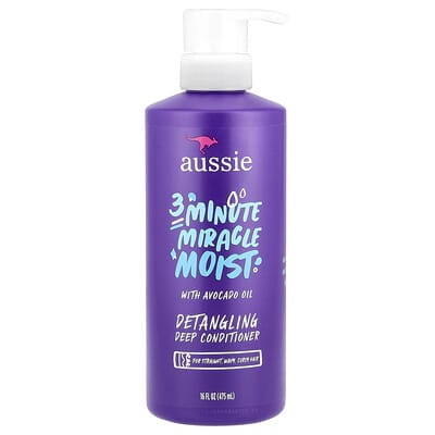 Aussie 3 Minute Miracle Moist, глубокий кондиционер для распутывания с маслом авокадо, 16 fl oz (475 ml)