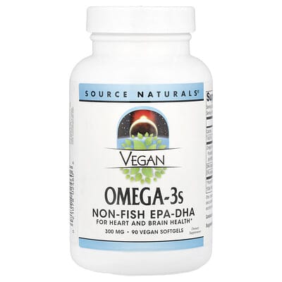Vegan Omega-3s, 300 mg, 90 веганских мягких капсул