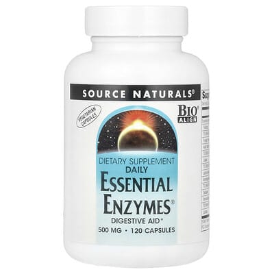 Source Naturals Daily Essential Enzymes®, 500 mg, 120 вегетарианских капсул