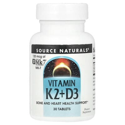 Витамины Source Naturals Vitamin K2+D3, 30 Tablets