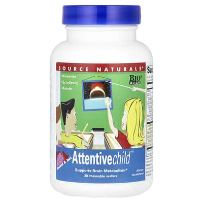 Source Naturals Attentive Child™, Sweet & Tart, 30 жевательных вафель
