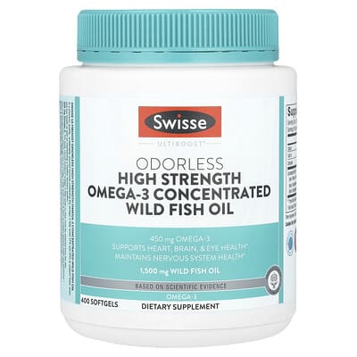 Концентрат рыбьего жира Omega-3 Swisse Ultiboost® Odorless High Strength, 1,500 mg, 400 Softgels