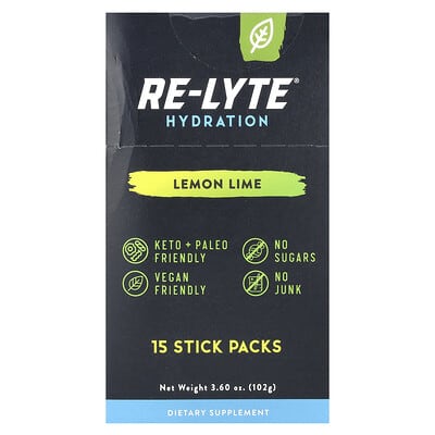 Re-Lyte® Hydration, Lemon Lime , 15 Stick Packs, 0.24 oz (6.8 g) Each