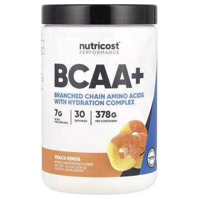 Nutricost Performance, BCAA+, Peach Rings, 13.5 oz (378 g)