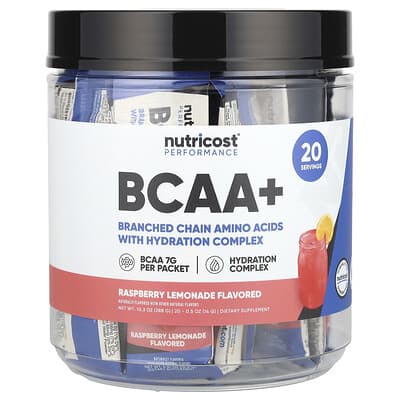 BCAA+, малиновый лимонад, 20 пакетиков по 0.5 oz (14 g)