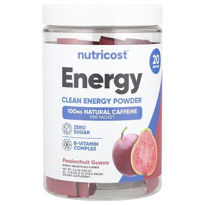 Energy, Clean Energy Powder, Passionfruit Guava, 20 Stick Packs, 0.18 oz (5 g) Each