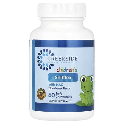 Детские жевательные витамины Creekside Natural Therapeutics Snifflex с NAC, Elderberry, 60 шт