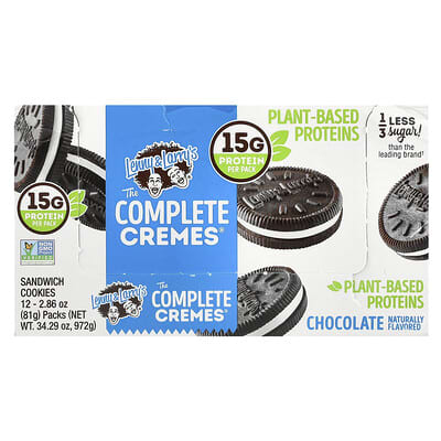 Lenny & Larry's The Complete Cremes® печенье с шоколадом, 12 упаковок, 2.86 oz (81 g) каждая