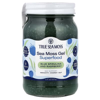 Sea Moss Gel Superfood, Blue Spirulina and Raspberry, 16 fl oz (473 ml)