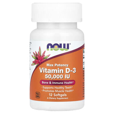 Витамин D-3, Max Potency, 50,000 IU, 12 мягких капсул